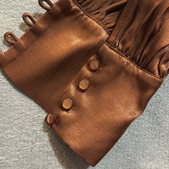 Marc & Spenser collection midaxi satin button down dress in bronse. - Picture 6 of 11